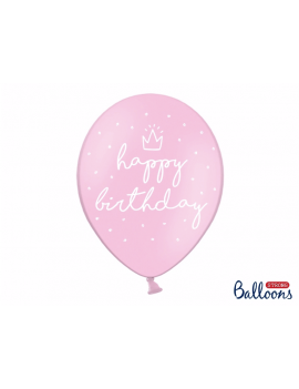 6 BALLONS ROSES HAPPY BIRTHDAY