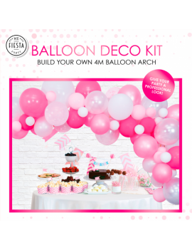 Kit Arche Ballon Rose Poudré, Blanc et Or - Décorations Anniversaire