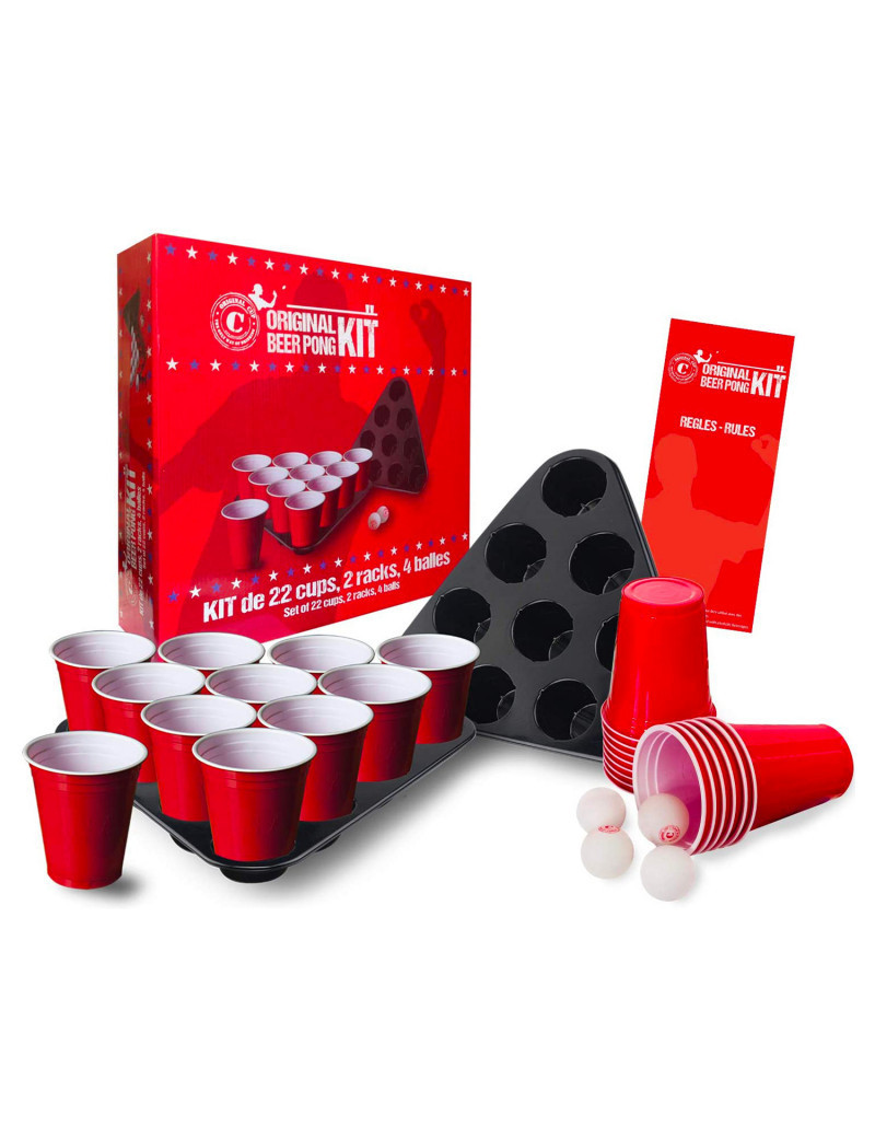 Acheter ICI le mini beer pong avec gobelets rouges