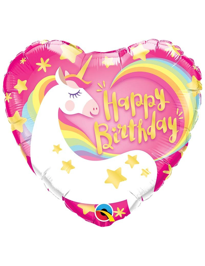 Ballon Licorne Happy Birthday Bleu - Anniversaires 