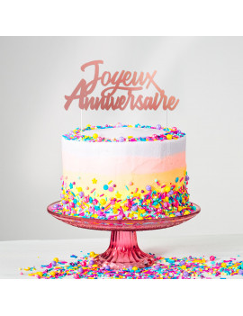 Cake topper Joyeux anniversaire rose gold